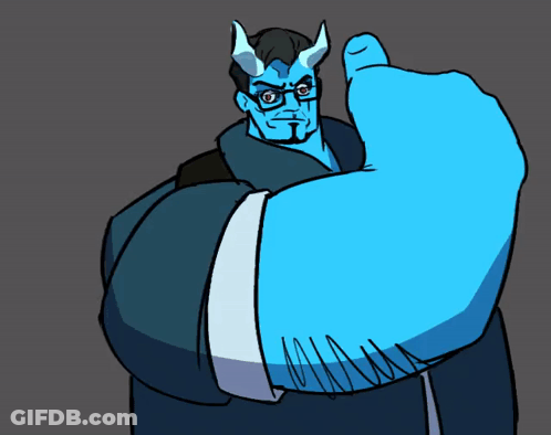 Cartoon Man With Horns And Glasses Thumbs Up GIF
