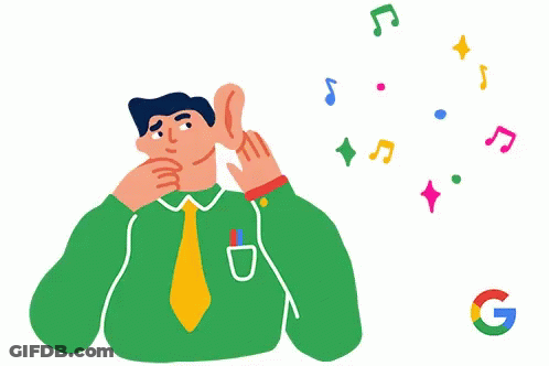 Cartoon Man With Large Ear And Google Logo GIF