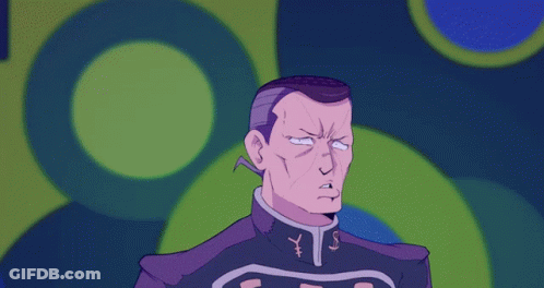 Cartoon Man With Letter S On Collar GIF