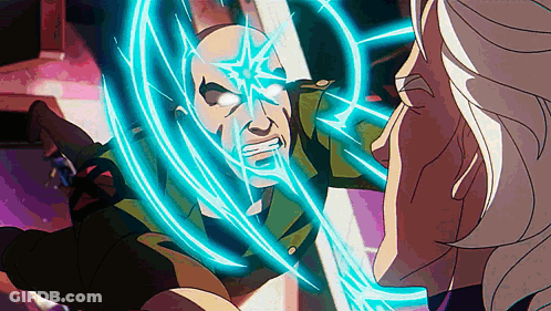 Cartoon Man With Lightning Bolt In Eye GIF