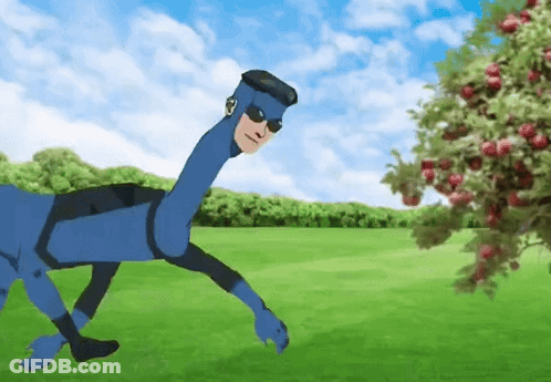 Cartoon Man With Long Neck Running GIF