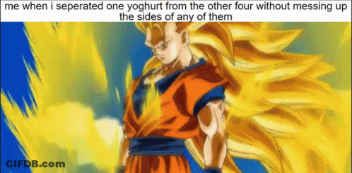 Cartoon Man With Lots Of Hair Saying Me When I Separated One Yoghurt GIF