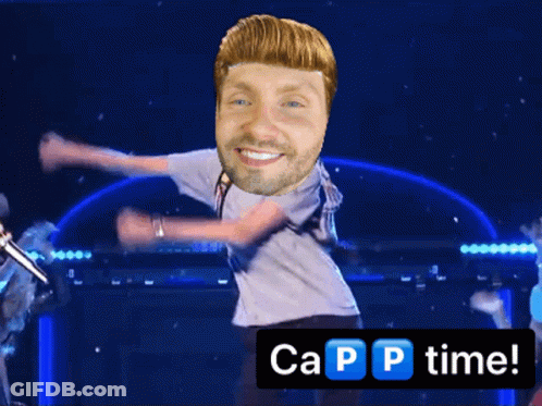 Cartoon Man With Microphone Saying Capp Time GIF