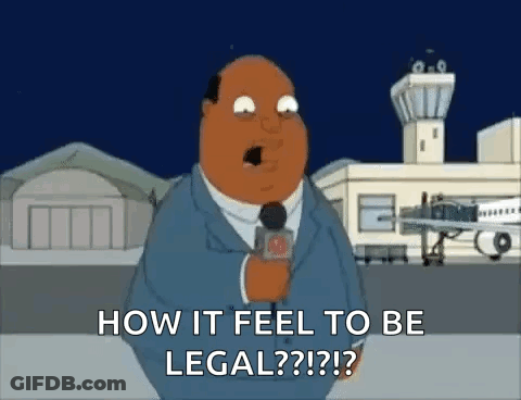 Cartoon Man With Microphone Saying How It Feel To Be Legal GIF