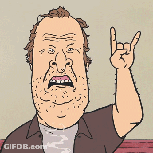 Cartoon Man With Mohawk Making Heavy Metal Sign GIF