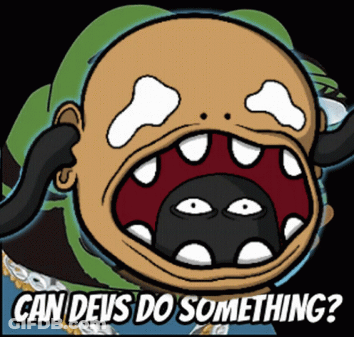 Cartoon Man With Mouth Open And Can Devs Do Something GIF
