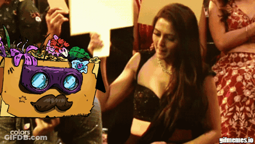 Cartoon Man With Mustache And Box Of Flowers GIF