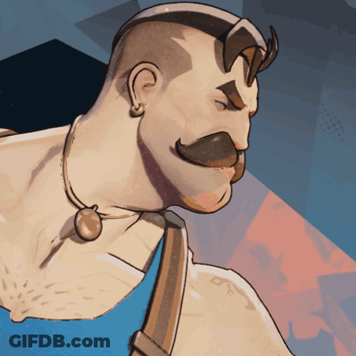 Cartoon Man With Mustache And Necklace GIF