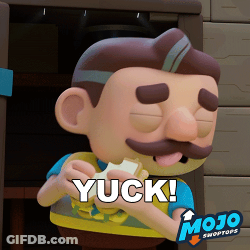 Cartoon Man With Mustache Eating Sandwich Yuck GIF