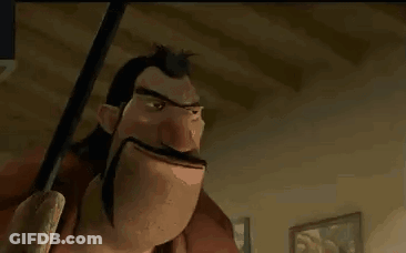 Cartoon Man With Mustache Holding Sword GIF