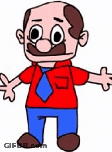 Cartoon Man With Mustache In Red Shirt And Tie GIF