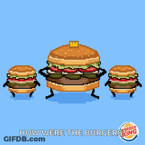 Cartoon Man With Mustache Next To Hamburger GIF