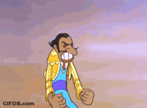 Cartoon Man With Mustache Raising Arms GIF