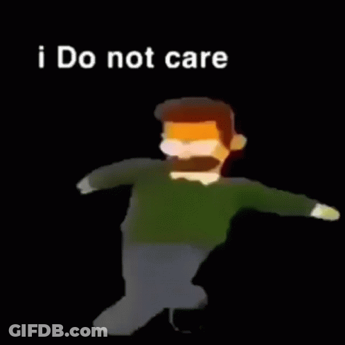 Cartoon Man With Mustache Saying I Do Not Care GIF