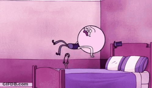 Cartoon Man With Purple Head And Yellow Eyes GIF