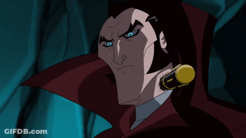 Cartoon Man With Red Cape And Blue Eyes GIF