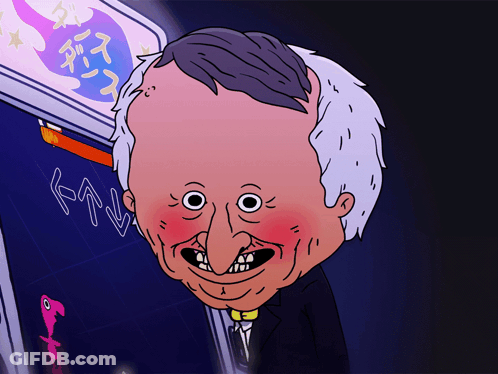 Cartoon Man With Red Cheek Holding Sign A GIF
