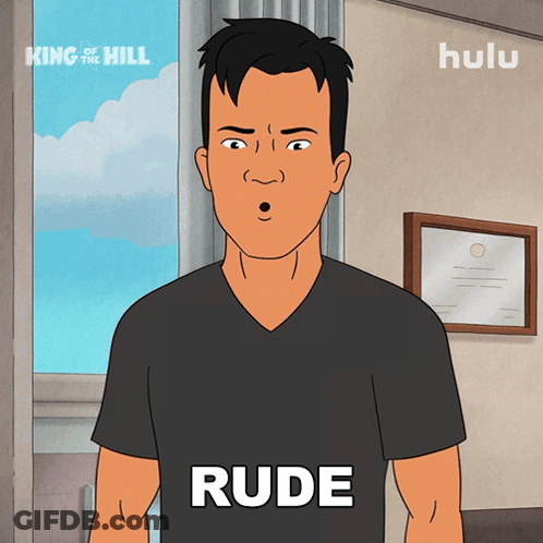 Cartoon Man With Rude On Chest GIF