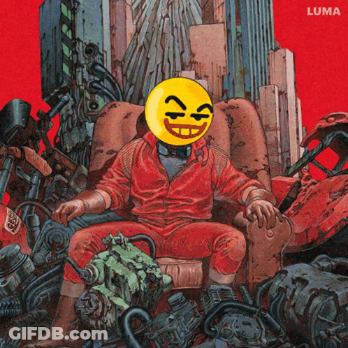 Cartoon Man With Smiley On Head Luma GIF