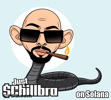 Cartoon Man With Snake Saying Just Chillbro On Solana GIF