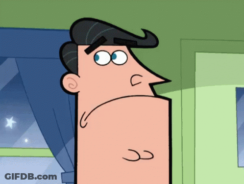 Cartoon Man With Swirl Hair Looking GIF