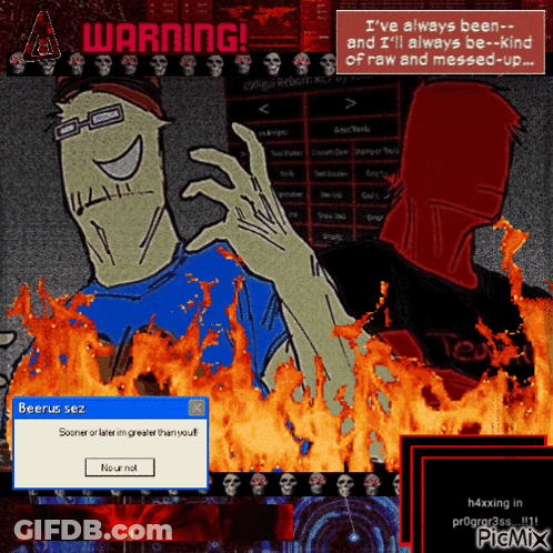 Cartoon Man With Warning Message GIF