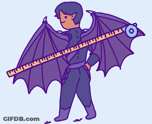 Cartoon Man With Wings Holding Tape Measure GIF