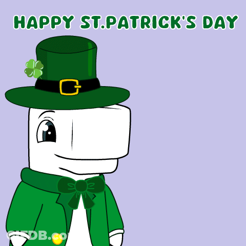 Cartoon Marshmallow Wearing Green Leprechaun Hat GIF