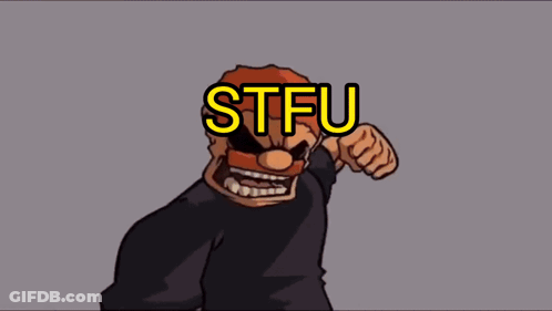 Cartoon Men With STFU Words GIF