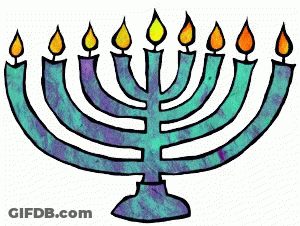 Cartoon Menorah With Lit Candles GIF