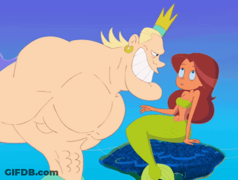 Cartoon Mermaid And King With Crown GIF