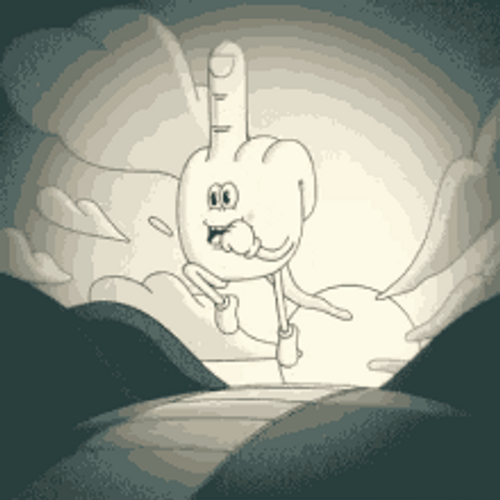 Cartoon Middle Finger Skipping Flipping Off GIF