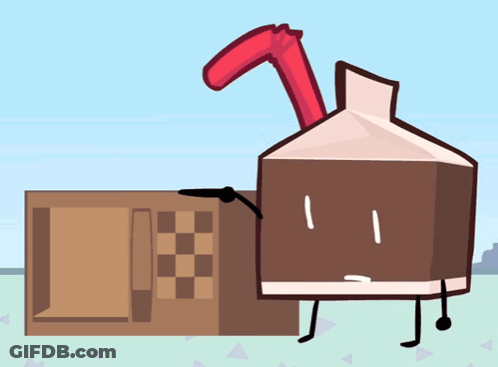 Cartoon Milk Carton With Red Straw GIF