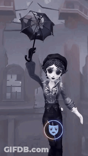 Cartoon Mime Wearing Beret And Mask GIF