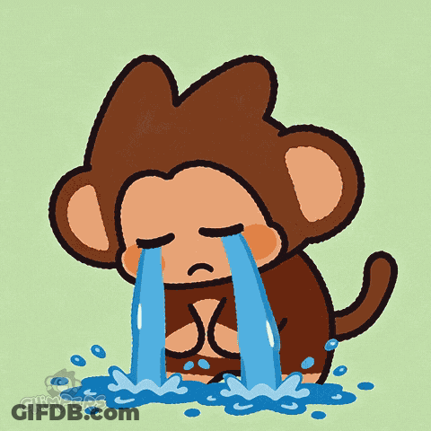 Cartoon Monkey Crying Tears From Mouth GIF