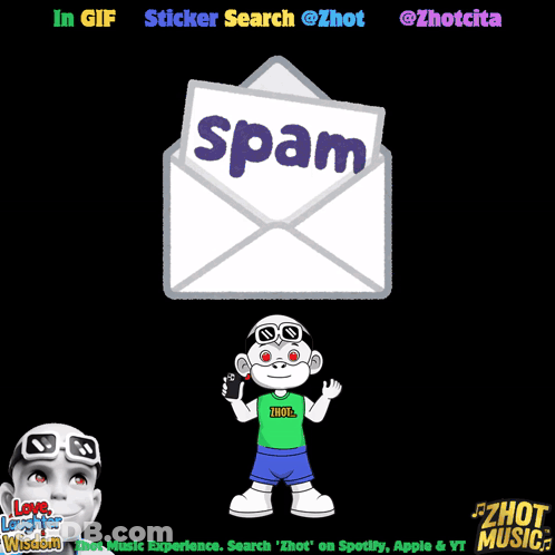 Cartoon Monkey Holding Envelope With Spam GIF