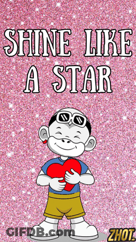 Cartoon Monkey Holding Heart Shine Like A Star GIF