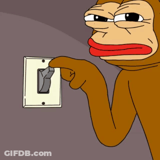 Cartoon Monkey Holding Light Switch GIF