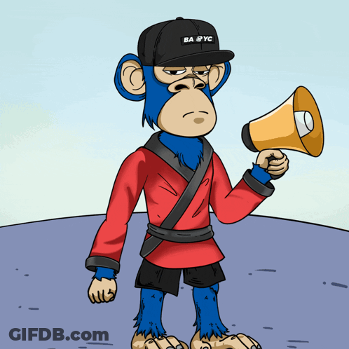 Cartoon Monkey Holding Megaphone And Wearing Hat Saying Ba Yc GIF