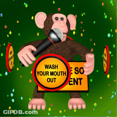 Cartoon Monkey Holding Microphone And Sign GIF