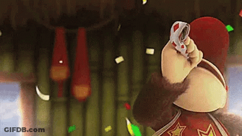 Cartoon Monkey Holding Soda With Confetti GIF