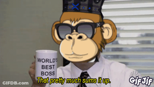 Cartoon Monkey Holding World's Best Boss Mug GIF