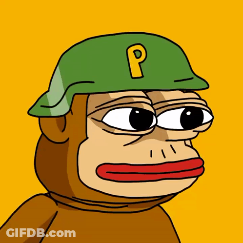 Cartoon Monkey In Green Helmet With P GIF