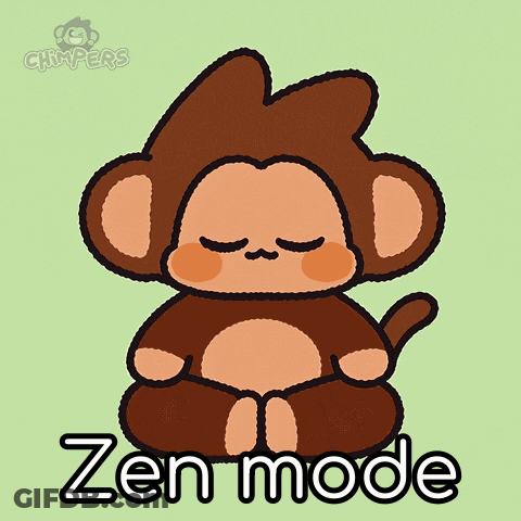 Cartoon Monkey In Lotus Position Saying Zen Mode GIF