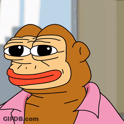 Cartoon Monkey In Pink Shirt With Red Mouth GIF