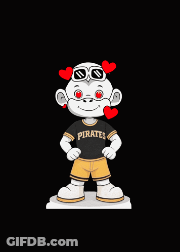 Cartoon Monkey In Pirate Shirt And Shorts GIF