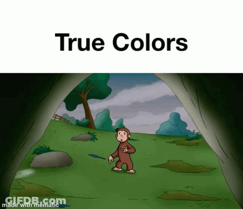 Cartoon Monkey Looking Out Of Cave With True Colors GIF