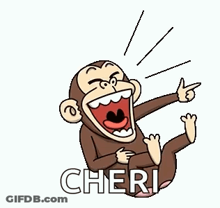 Cartoon Monkey Pointing At Cheri GIF