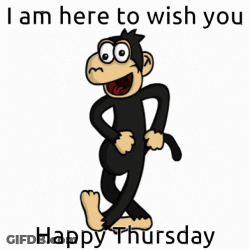 Cartoon Monkey Running I Am Here To Wish You Happy Thursday GIF