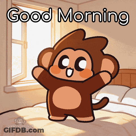 Cartoon Monkey Saying Good Morning GIF